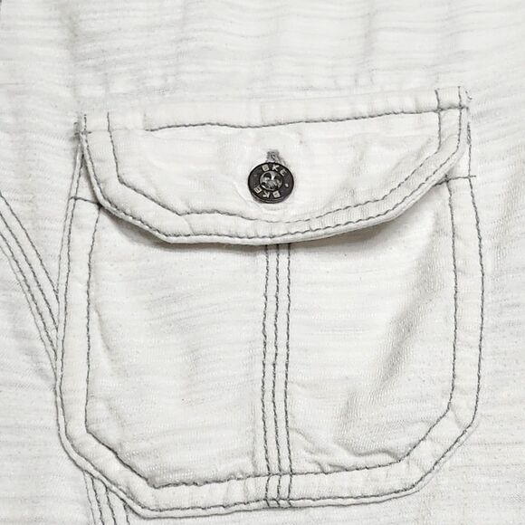 BKE‎ Polo Shirt Mens Large Standard Fit Chest Pockets Casual Button Up White - Picture 4 of 10